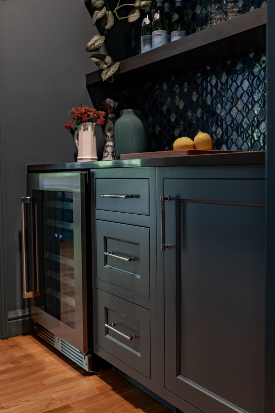 wine-fridge-dark-cabinetry-bar-design