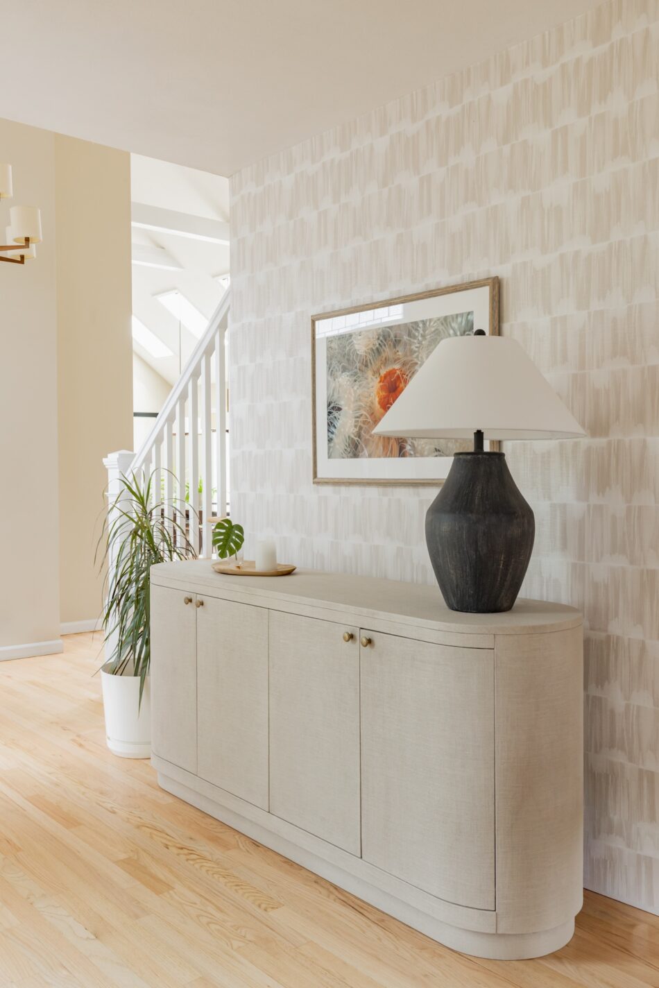 sideboard-with-lamp-and-wallpaper-accent-wall