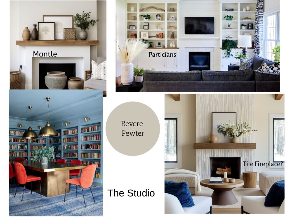 The Consultation Mood Board with images of direction and paint colors for the studio